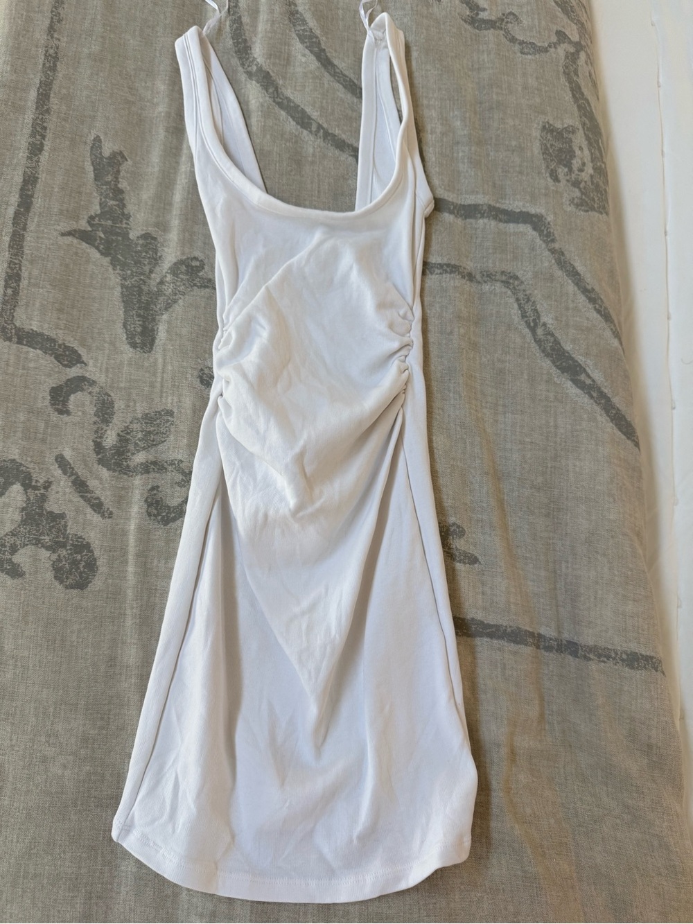 Zara White Ruched Mini Dress